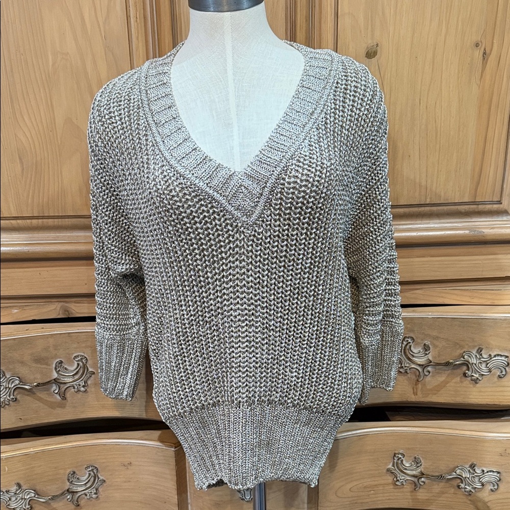 Adam lippes Chunky Knit V-Neck Sweater - Light Gray
